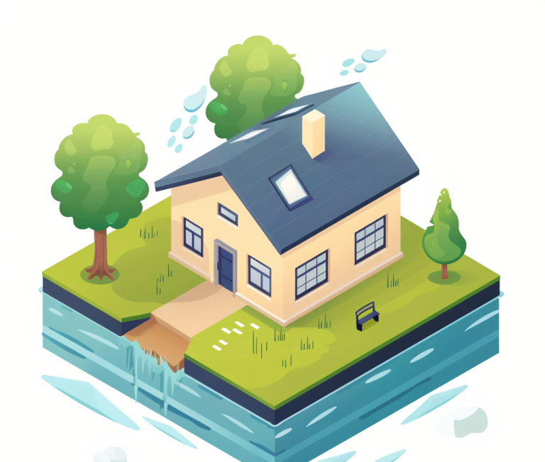 Isometric illustration of a house affected by moldand damage, showing areas where Judd's Adjusting can help with insurance claims